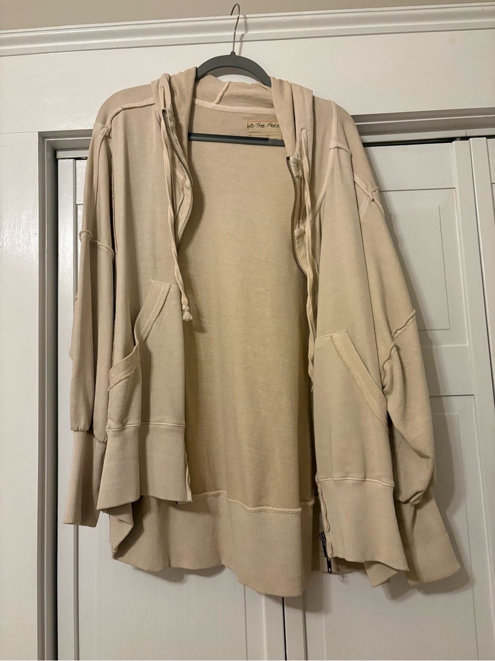 We The Free Beige Hooded Camden Full Zip Sweatshirt